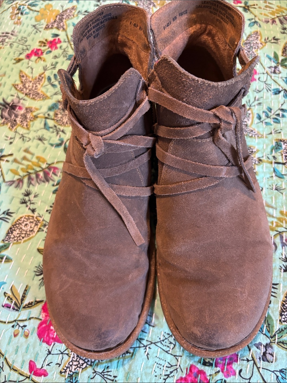 Born Brown Suede Ankle Booties with Wrap Detail